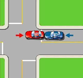Reversing vehicle on roadway